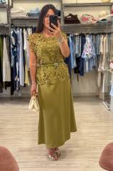 ABITO IN SATIN CON CASACCA IN PIZZO