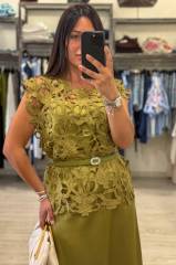 ABITO IN SATIN CON CASACCA IN PIZZO