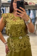 ABITO IN SATIN CON CASACCA IN PIZZO